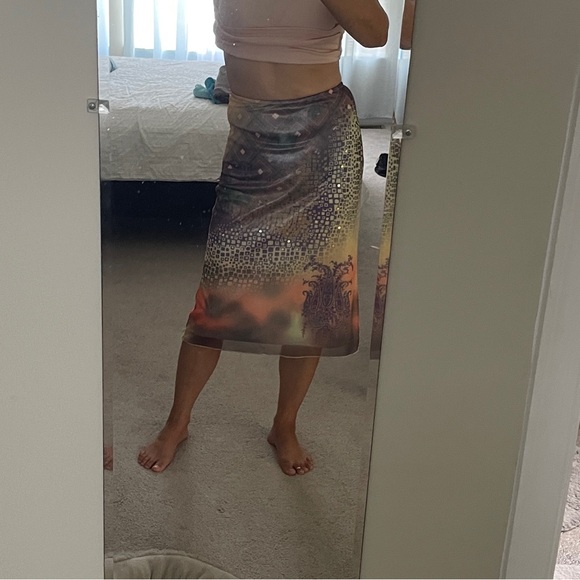 Jane Doe Collection Vintage Multicolor Patterned Midi Skirt - Picture 9 of 9